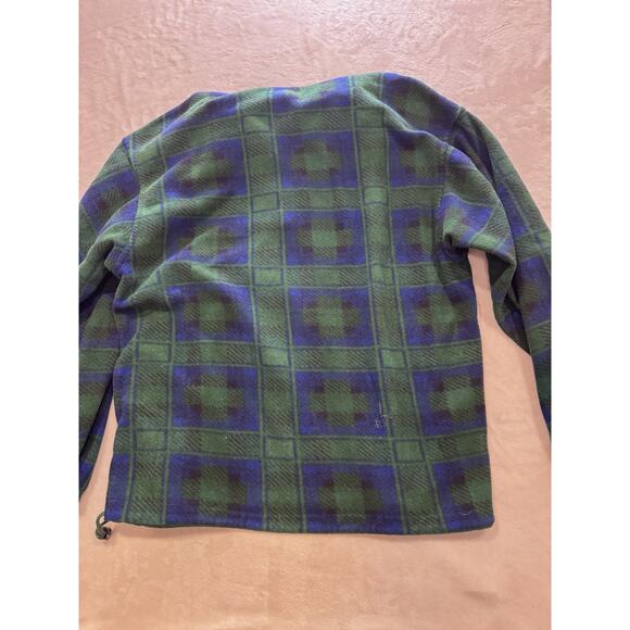 Vintage IZOD Jacket Tartan Plaid Fleece 1/4 Zip Pullover Mens Medium Made in USA - Picture 8 of 9